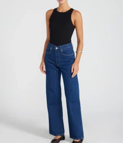 Cotton Ribbed Tank Top In Black