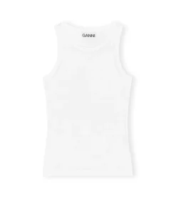 Cotton Ribbed Tank Top In White
