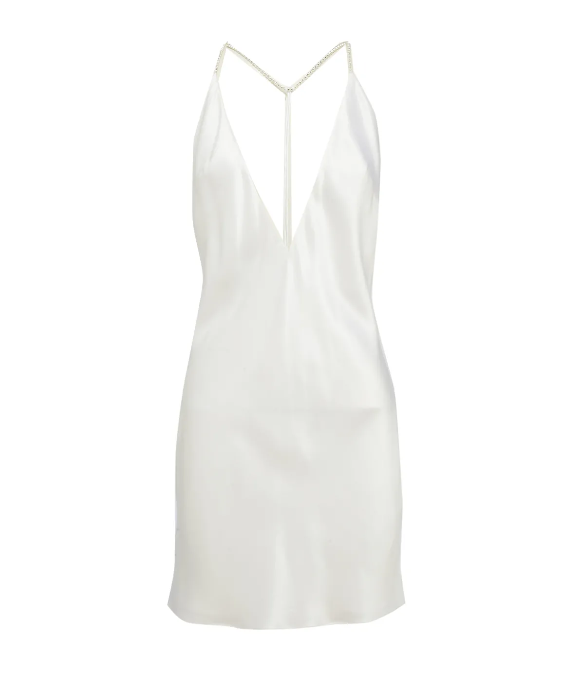 Deep V-Neckline Mini Dress In White