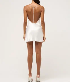 Deep V-Neckline Mini Dress In White