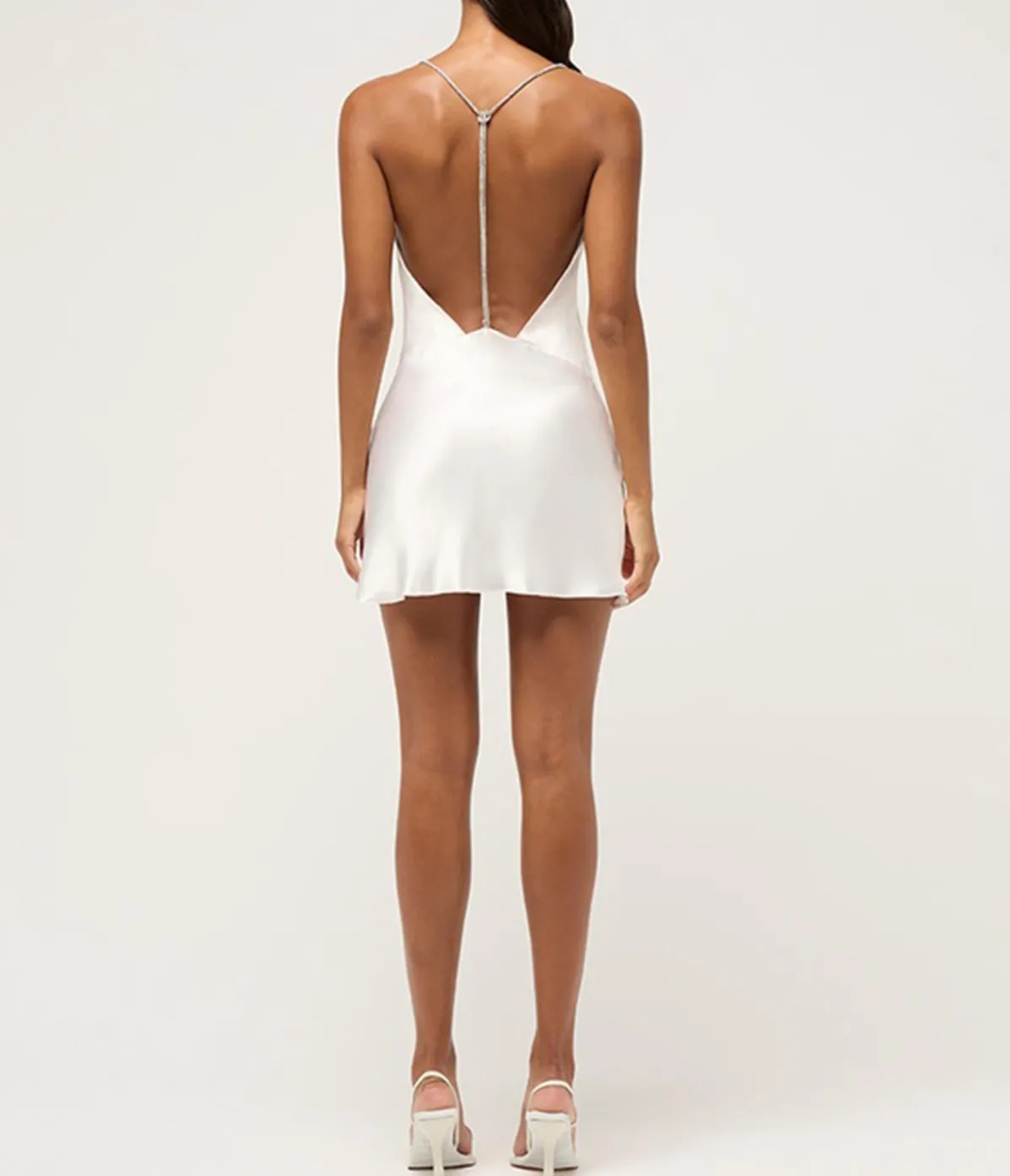 Deep V-Neckline Mini Dress In White