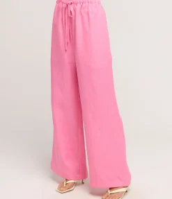 Delphi Organic Linen Drawstring Pant In Rose