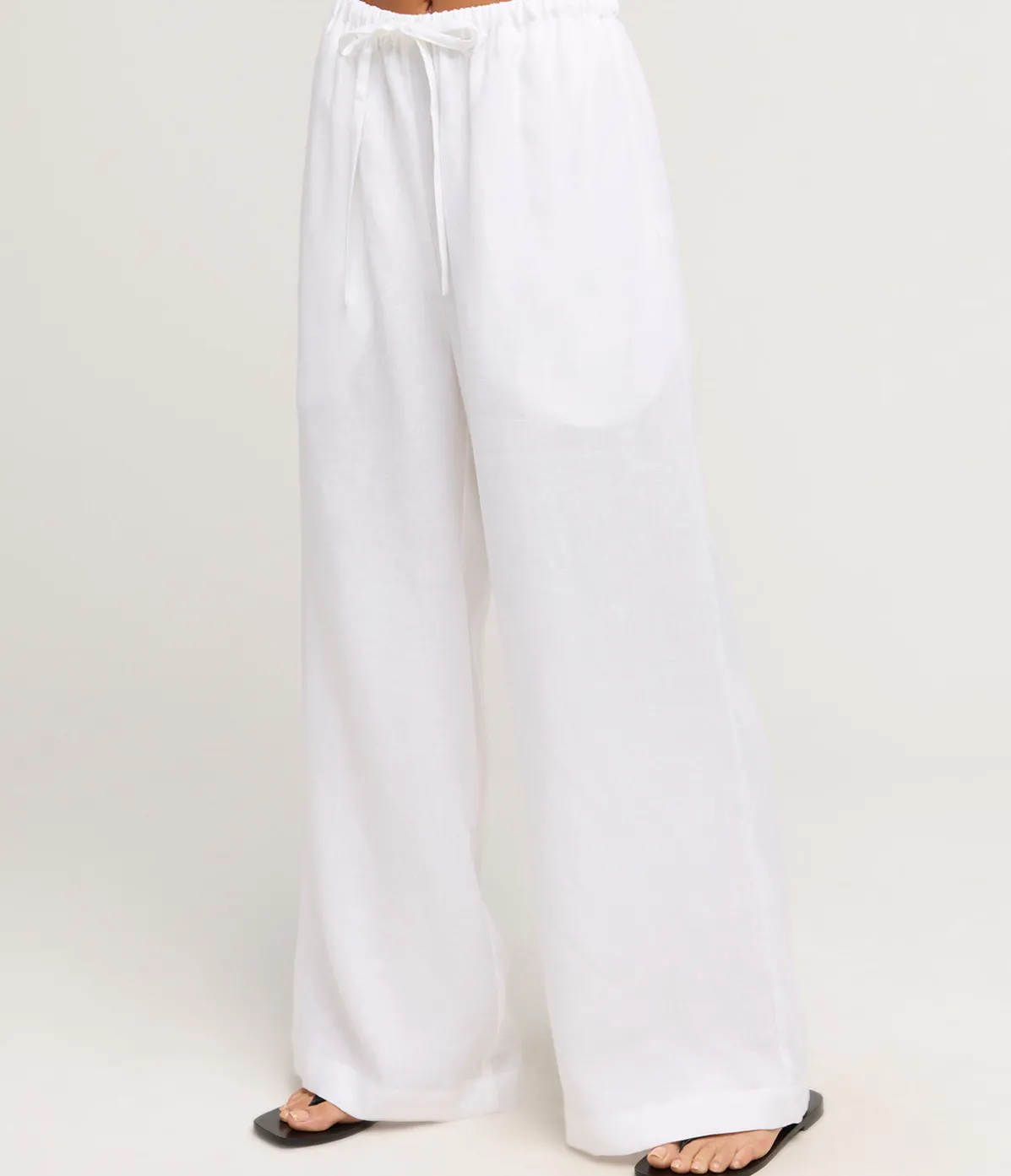 Delphi Organic Linen Drawstring Pant In White