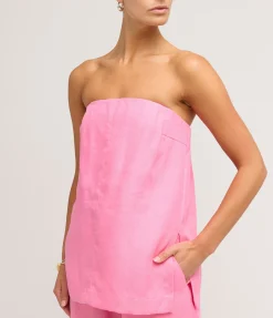 Delphi Organic Linen Strapless Top In Rose