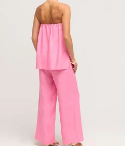 Delphi Organic Linen Strapless Top In Rose