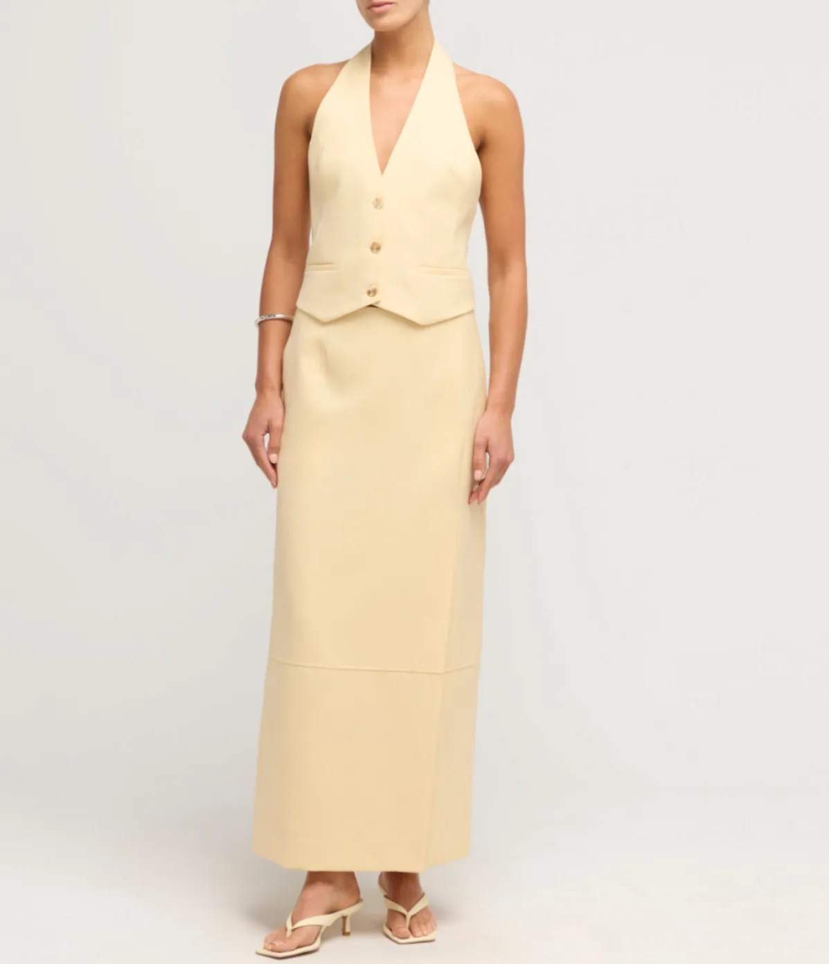 Delphi Split Midi Skirt In Butter