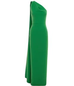 Demi Woven Crepe Dress In Bright Green
