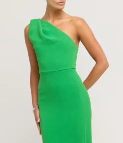 Demi Woven Crepe Dress In Bright Green