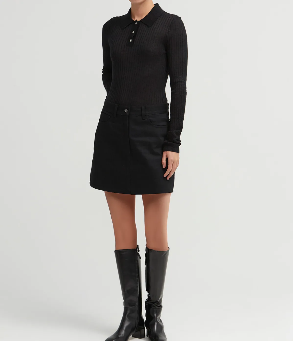 Denim Mini Skirt In Black