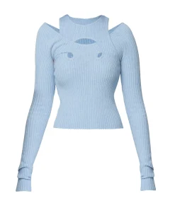 Derry Long Sleeve Top In Powder Blue