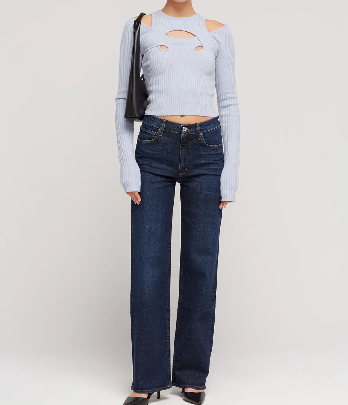 Derry Long Sleeve Top In Powder Blue