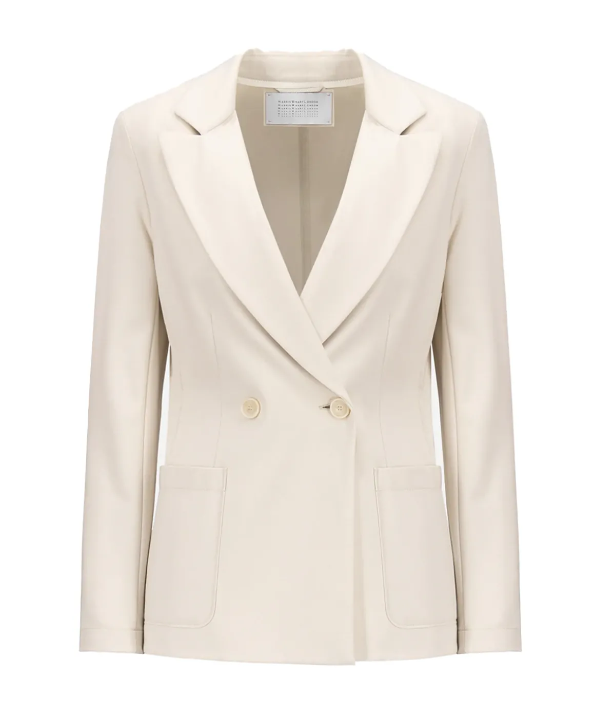 Double Breasted Blazer With Shoulder Pads In Ivory