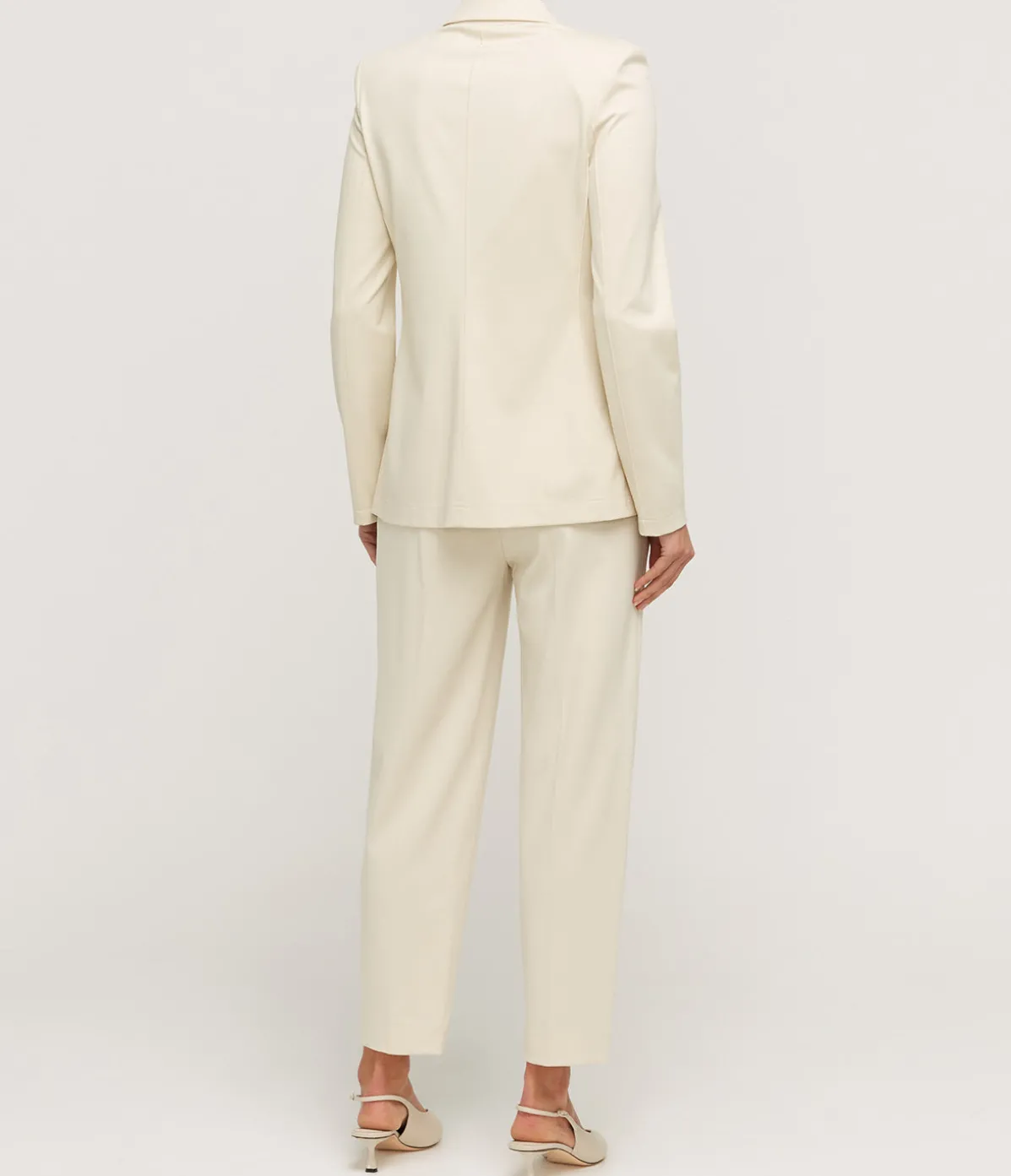 Double Breasted Blazer With Shoulder Pads In Ivory