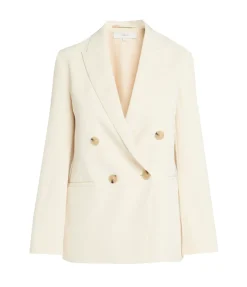 Double Breasted Crepe Blazer In Birch