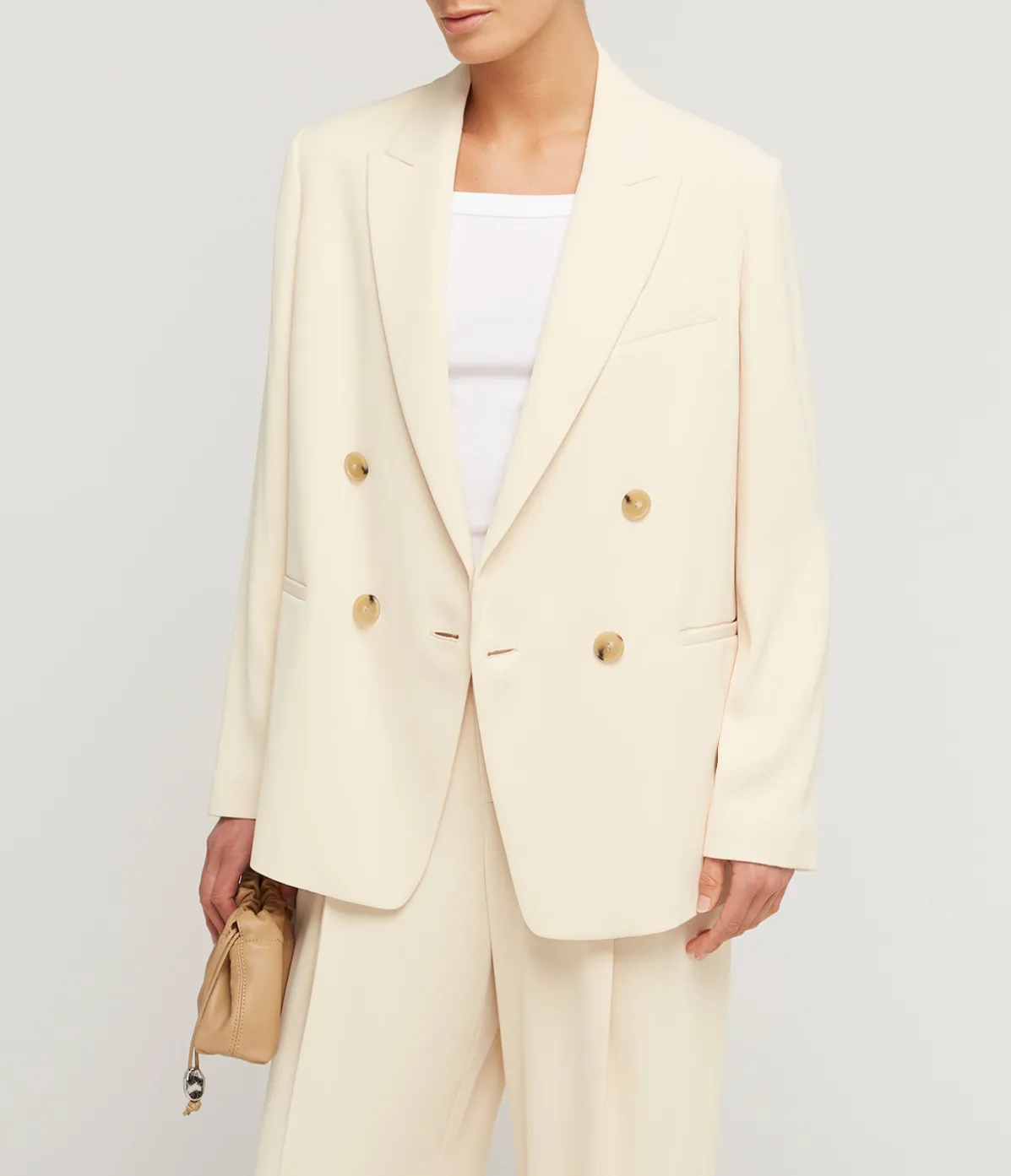 Double Breasted Crepe Blazer In Birch
