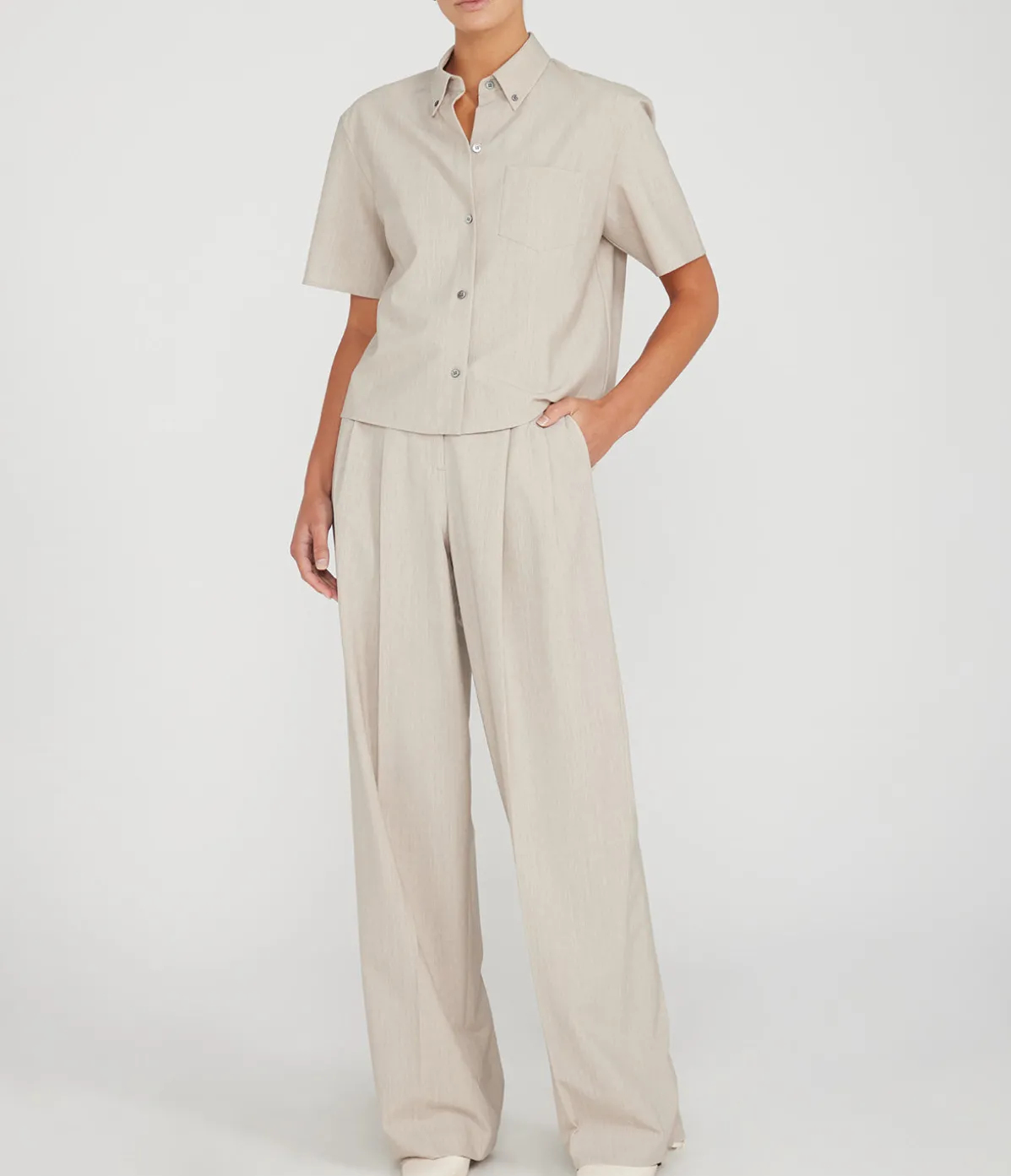 Double Pleat Pant In Sand Melange