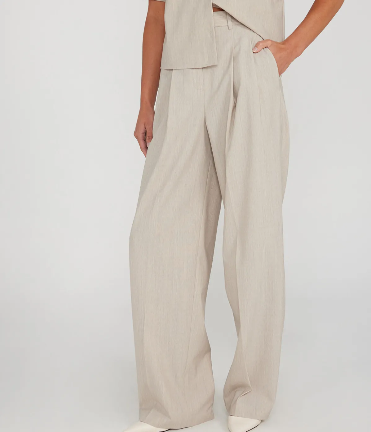 Double Pleat Pant In Sand Melange