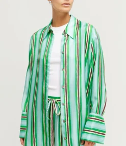 Ellie Long Sleeve Shirt In Aqua