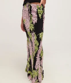 Emily Bias Cut Maxi Skirt In Wisteria