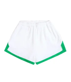 Estate Towelling Short In Bianco With Verde Trim