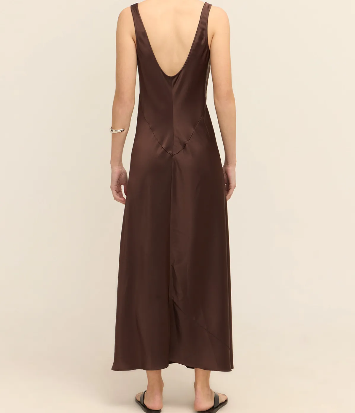 Esther Satin Dress In Chocolate