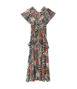 Evie Midi Dress In Black Swirl Daisy