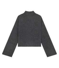 Faro Funnel Neck Sweater In Anthracite Melange