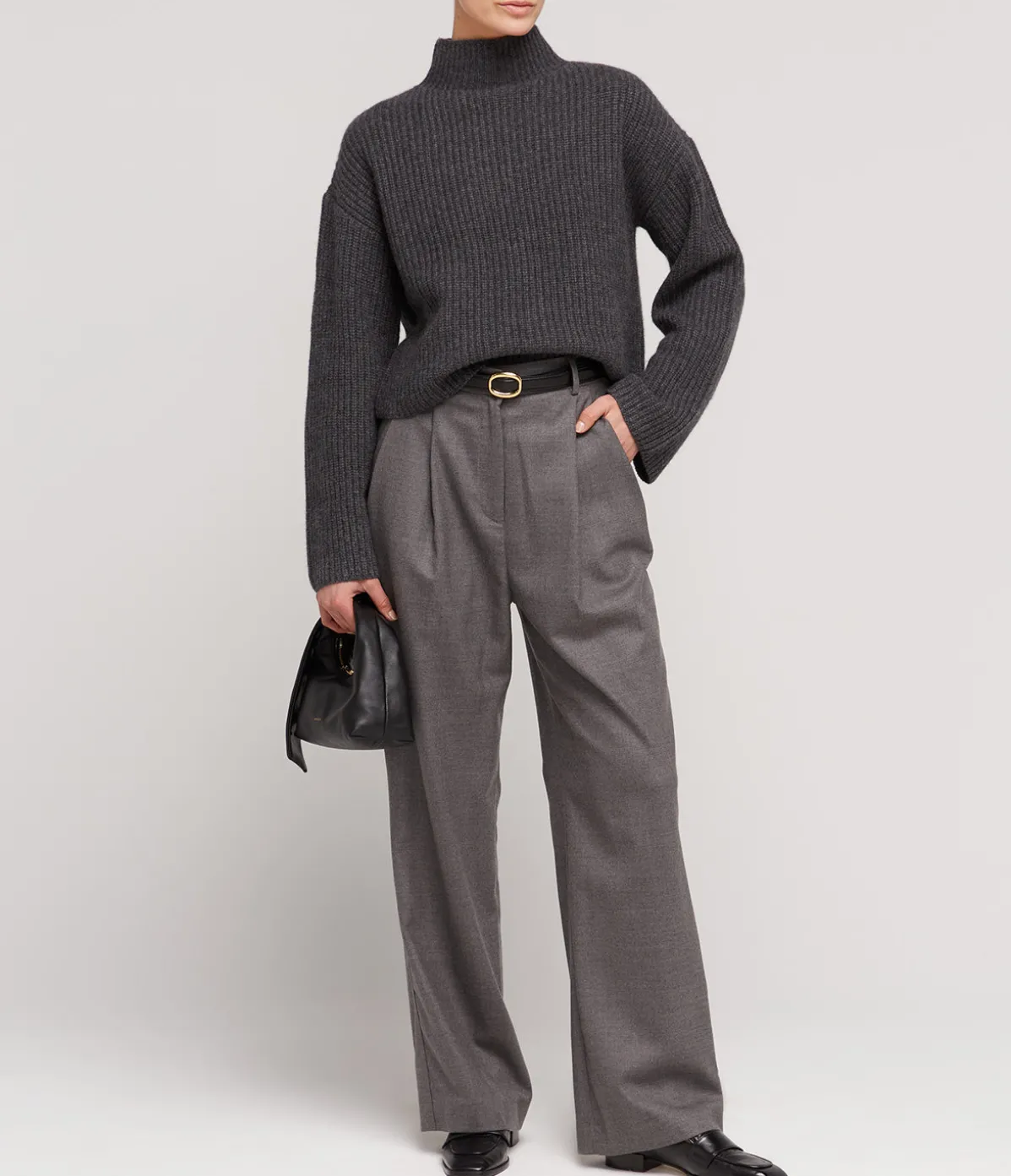 Faro Funnel Neck Sweater In Anthracite Melange