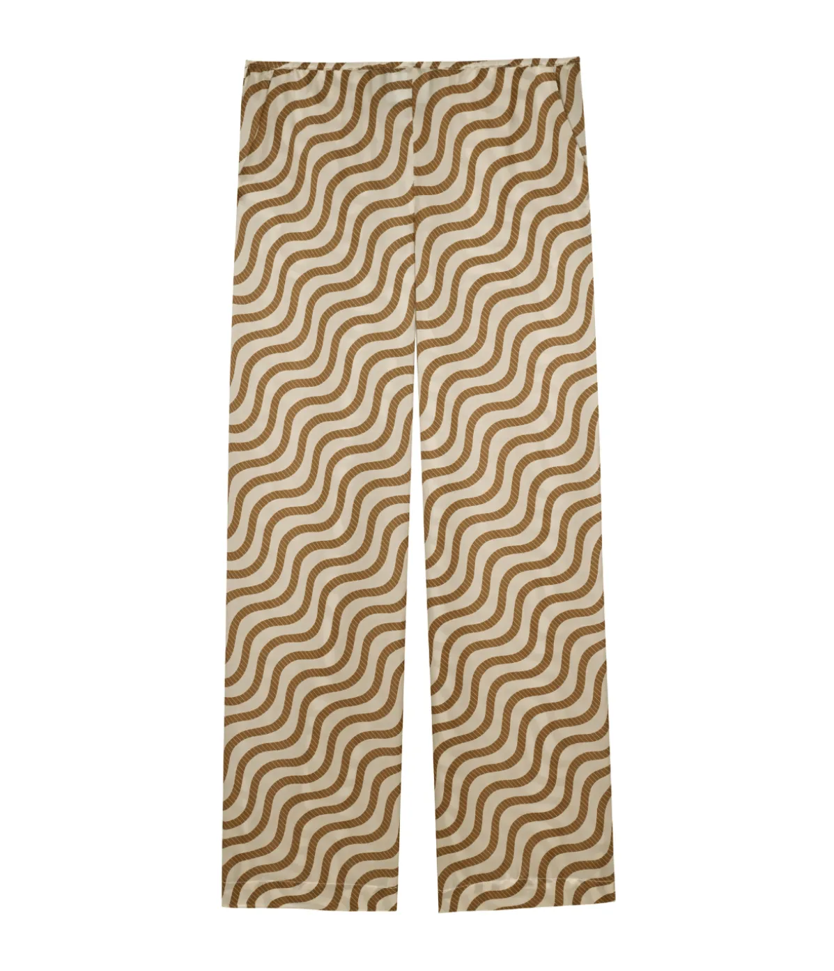 Fiji Silk Blend Trouser In Sand Wave Stripe