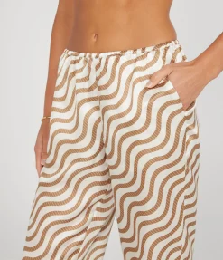 Fiji Silk Blend Trouser In Sand Wave Stripe