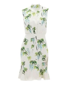 Fleur Silk Short Dress In Blueberry Placement