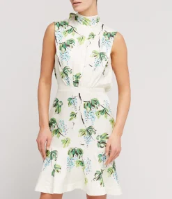 Fleur Silk Short Dress In Blueberry Placement