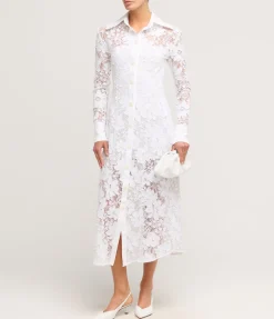 Floral Appliqué Maxi Dress In White