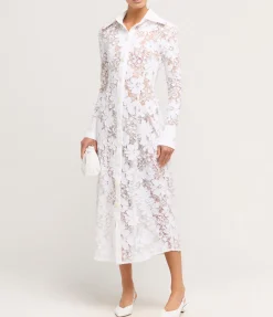 Floral Appliqué Maxi Dress In White