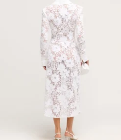 Floral Appliqué Maxi Dress In White