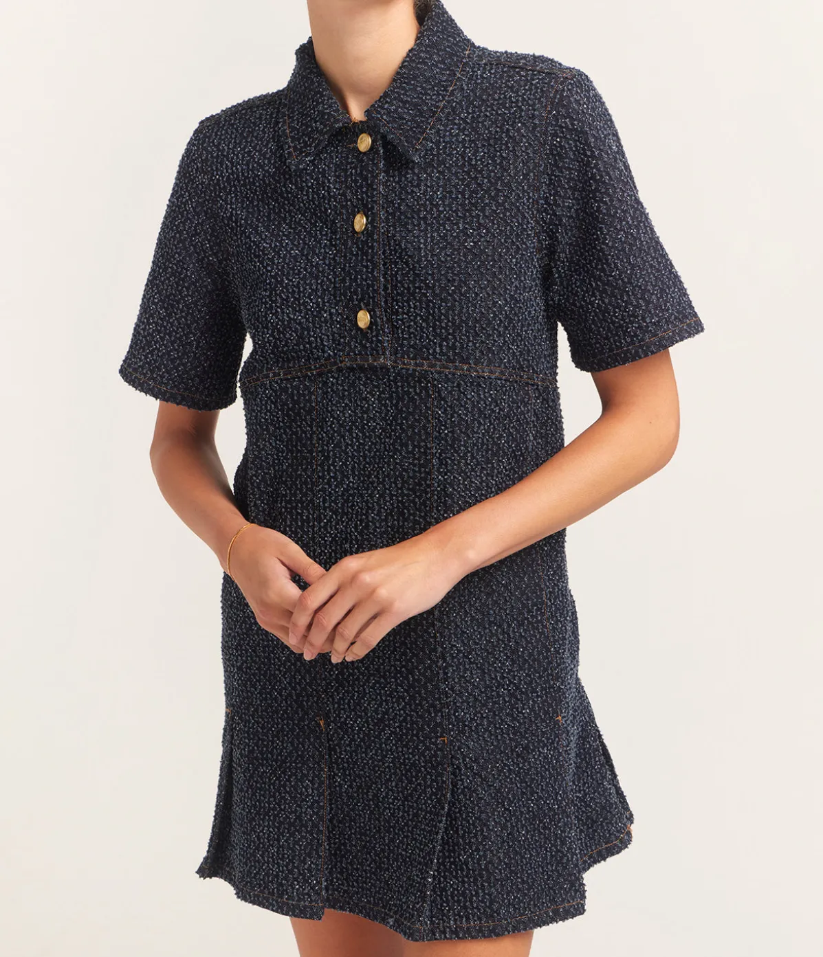 Fluffy Denim Mini Dress In Rinse