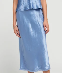 Fray Edge Bias Skirt In Azure Gem