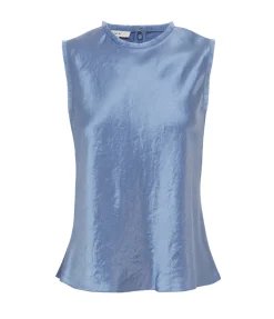 Fray Edge Shell Top In Azure Gem