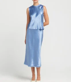 Fray Edge Shell Top In Azure Gem