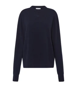 FWF Boyfriend Cashmere Crew Knit In Ink Navy