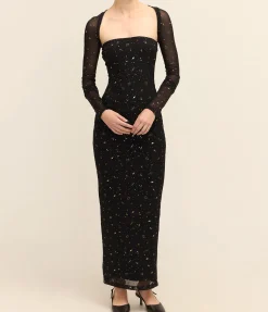 Galaxy Dress And Shrug In Black And Gold