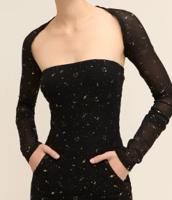 Galaxy Dress And Shrug In Black And Gold