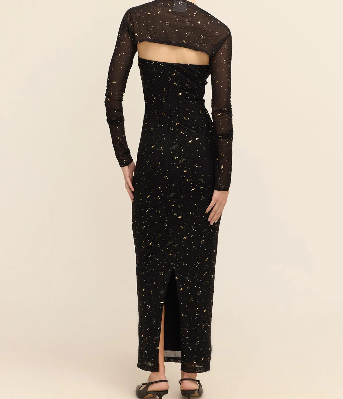 Galaxy Dress And Shrug In Black And Gold