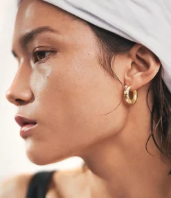 Gem In A Hoop Earring In Gold