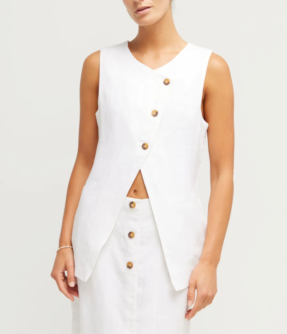 Gigi Asymmetric Gillet In Ivory