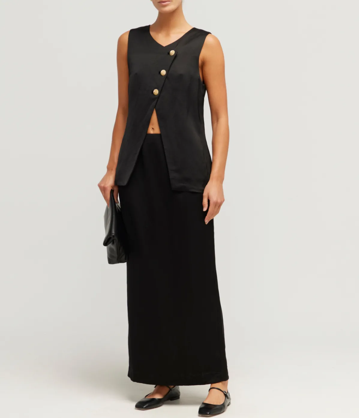 Gigi Column Skirt In Black