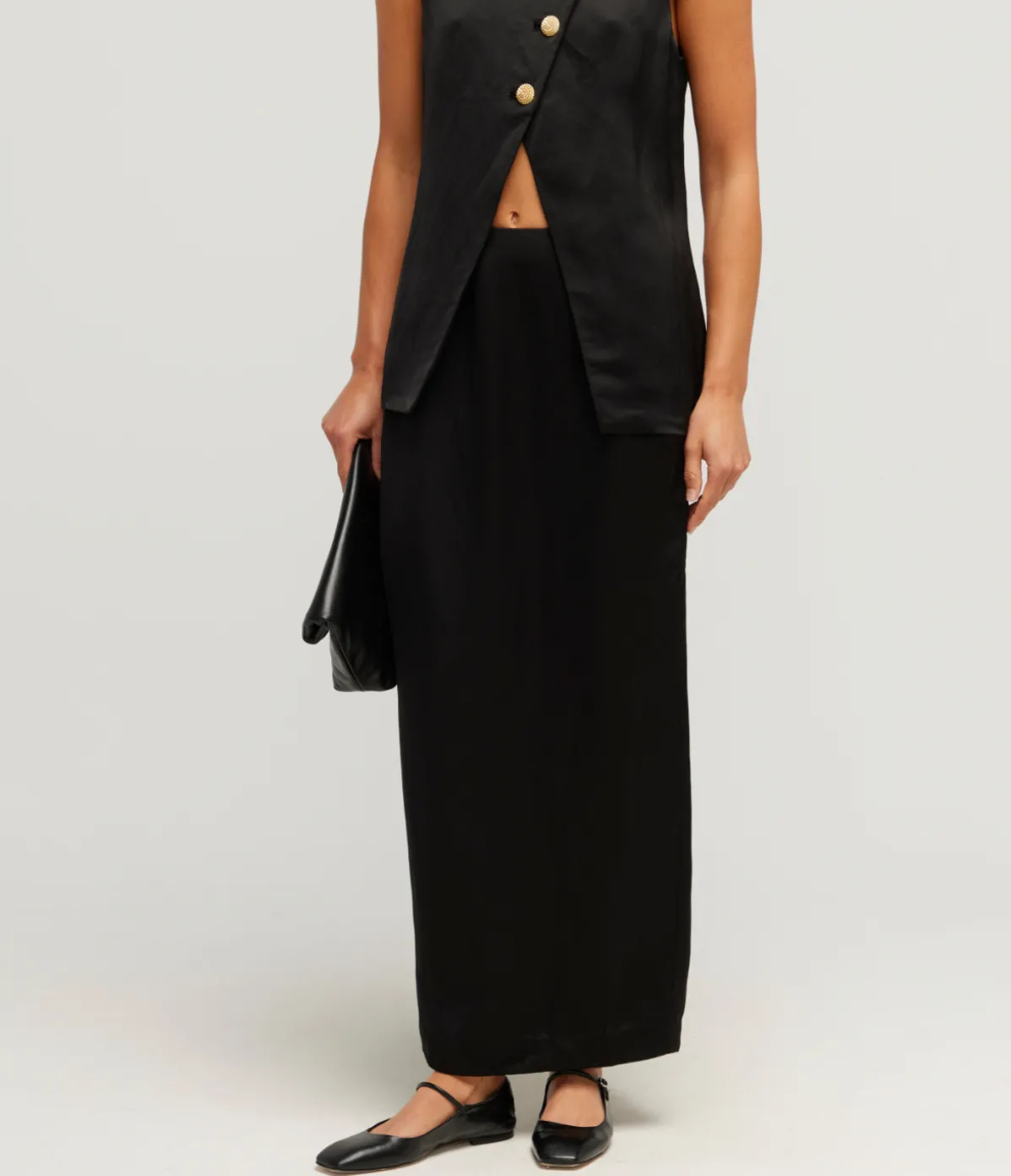 Gigi Column Skirt In Black