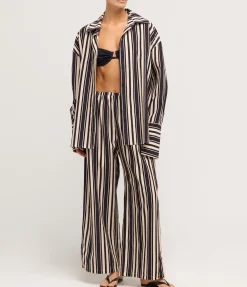Giulia Silk Blend Pant In Cinque Stripe