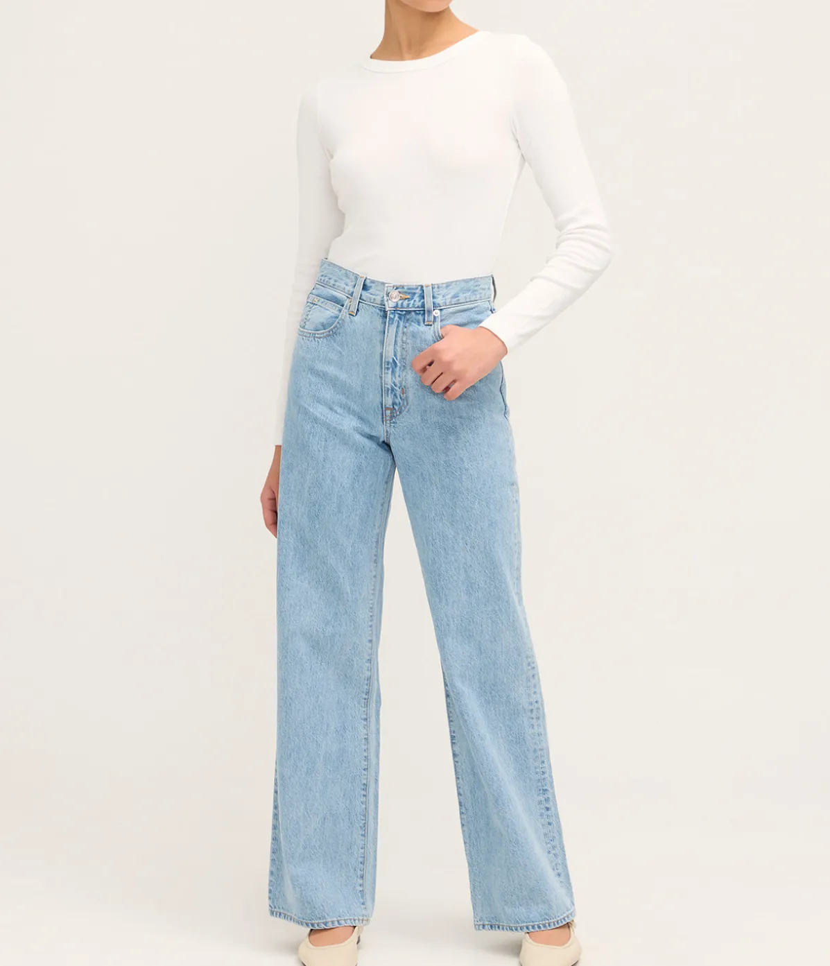 Grace High Rise Wide Leg Jean In Powder Blue