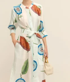 Grand Floral Column Dress In Multi